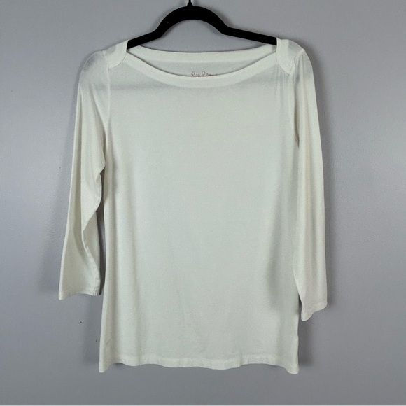 Lilly Pulitzer White Blouse with Three-Quarter Sleeves Size Small - Picture 2 of 10